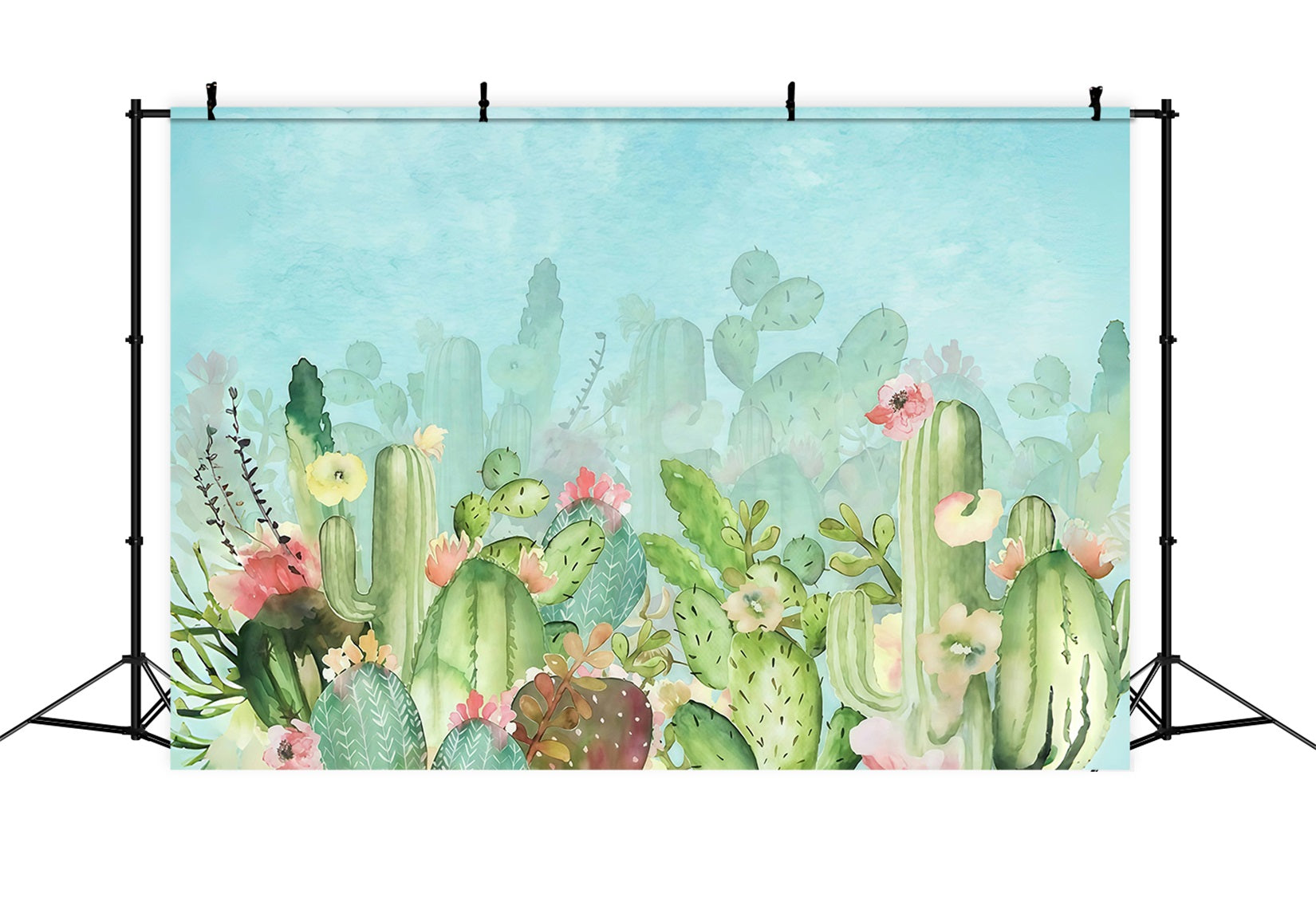 Fond photo pour enfants Jardin de cactus Fleurs Fond pour nouveau-né MRR10-39