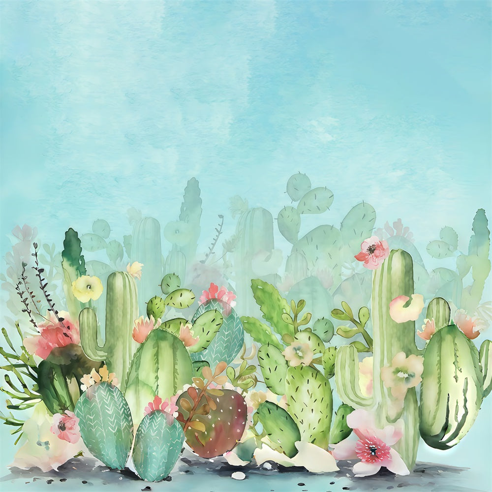 Fond photo pour enfants Jardin de cactus Fleurs Fond pour nouveau-né MRR10-39