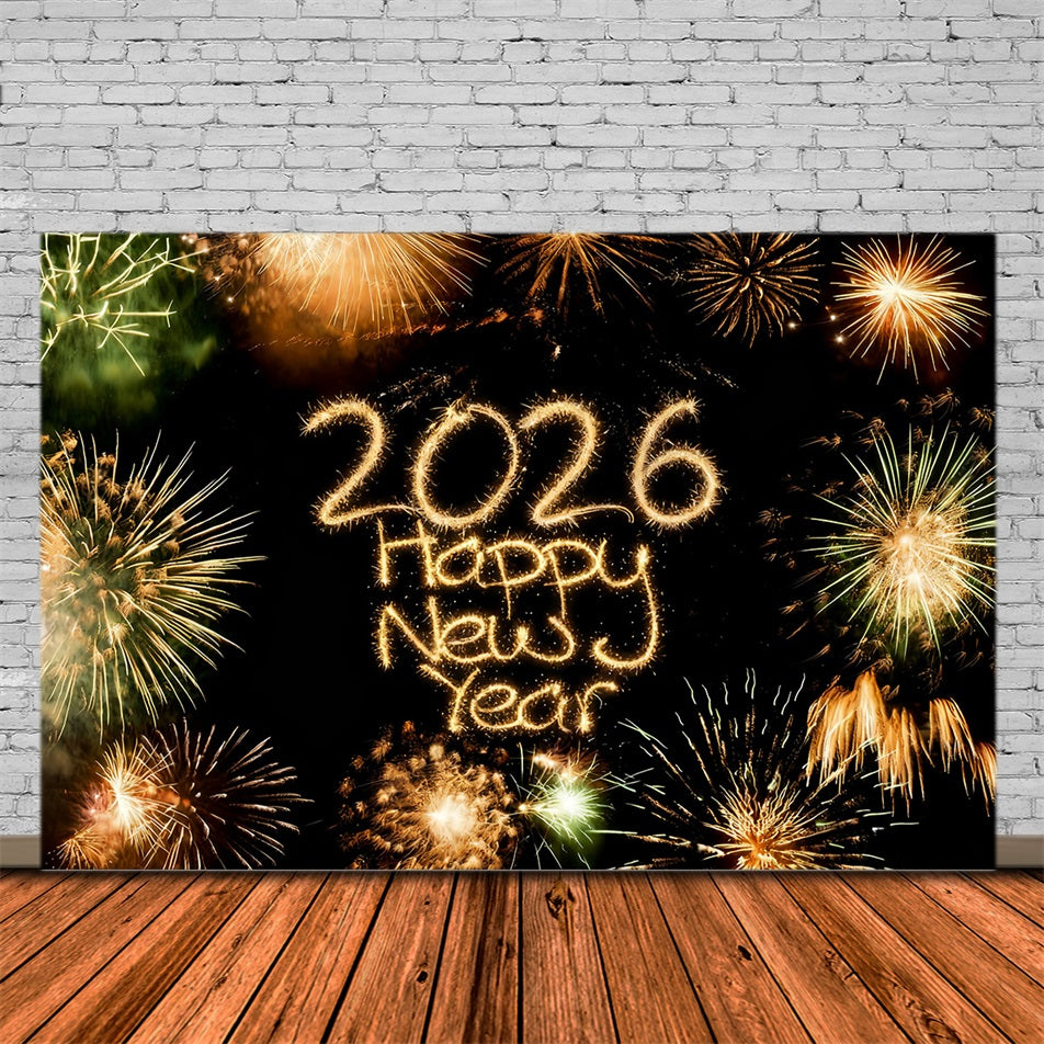 Fond « Bonne année 2026 » Feux d'artifice brillants Compte à rebours Éclats Fond pour le réveillon du Nouvel An MRR10-4