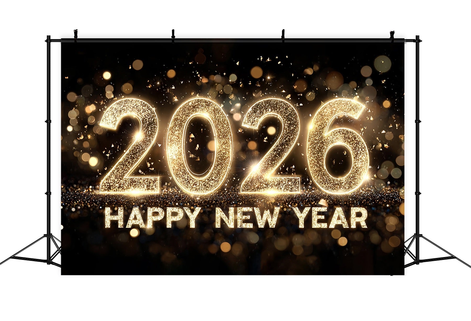 Fond « Bonne année » Paillettes dorées Célébration Chiffres Fond pour le Nouvel An MRR10-5
