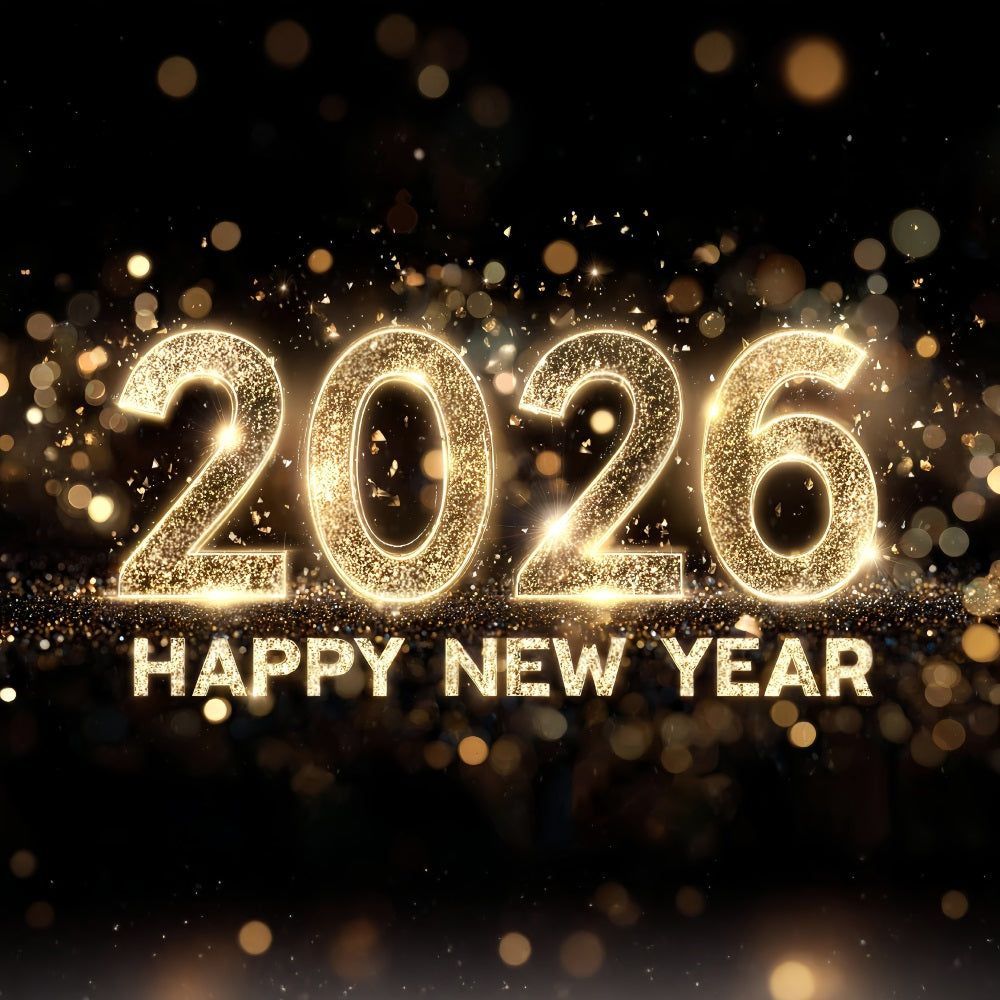 Fond « Bonne année » Paillettes dorées Célébration Chiffres Fond pour le Nouvel An MRR10-5