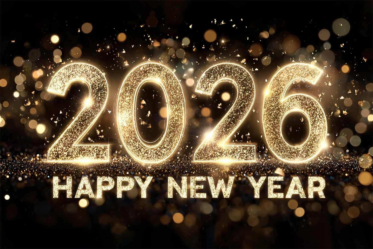 Fond « Bonne année » Paillettes dorées Célébration Chiffres Fond pour le Nouvel An MRR10-5