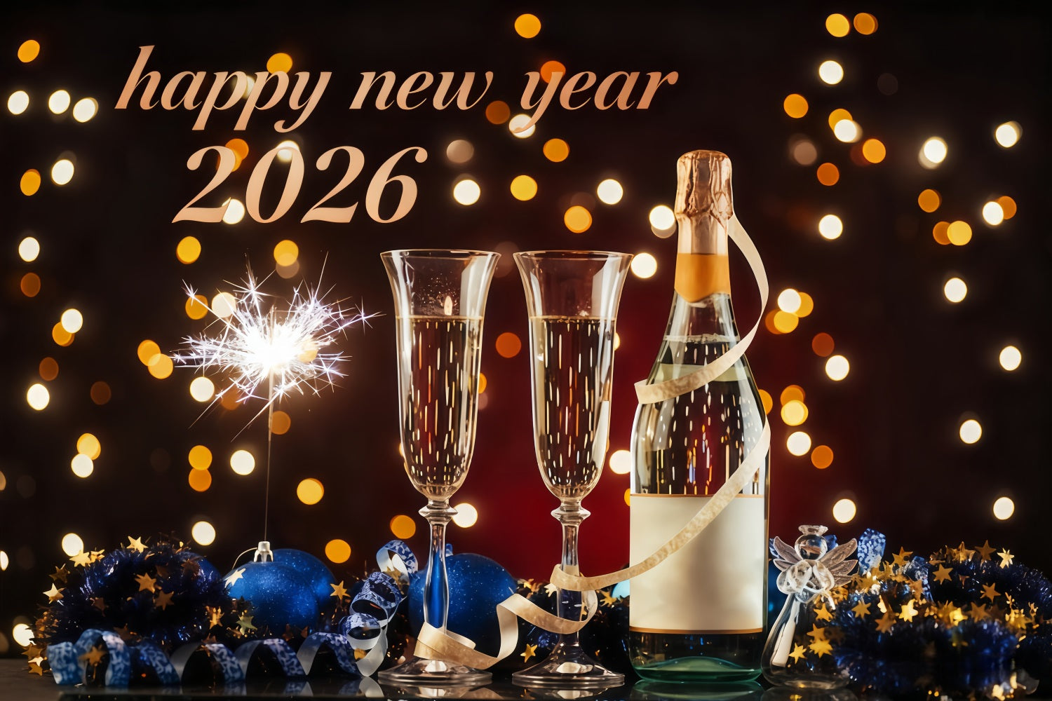 Fond pour le réveillon du Nouvel An Toast élégant Lumières de minuit Fond pour le Nouvel An MRR10-7