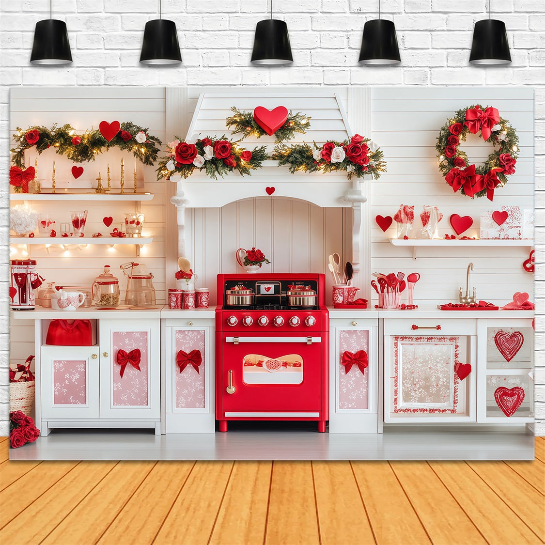 Fond photo pour la Saint-Valentin Cœur de cuisine Cadeau Fonds pour la Saint-Valentin MRR11-105