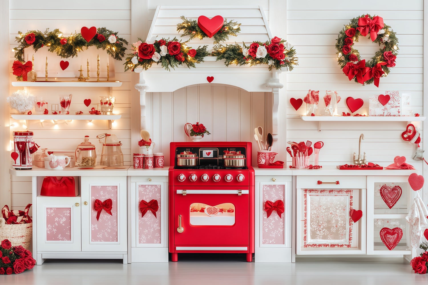 Fond photo pour la Saint-Valentin Cœur de cuisine Cadeau Fonds pour la Saint-Valentin MRR11-105