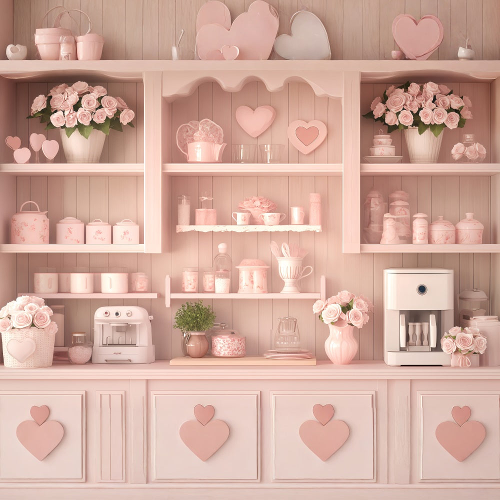 Fond pour la Saint-Valentin Cœur pastel Cuisine confortable Fond photo pour la Saint-Valentin MRR11-106