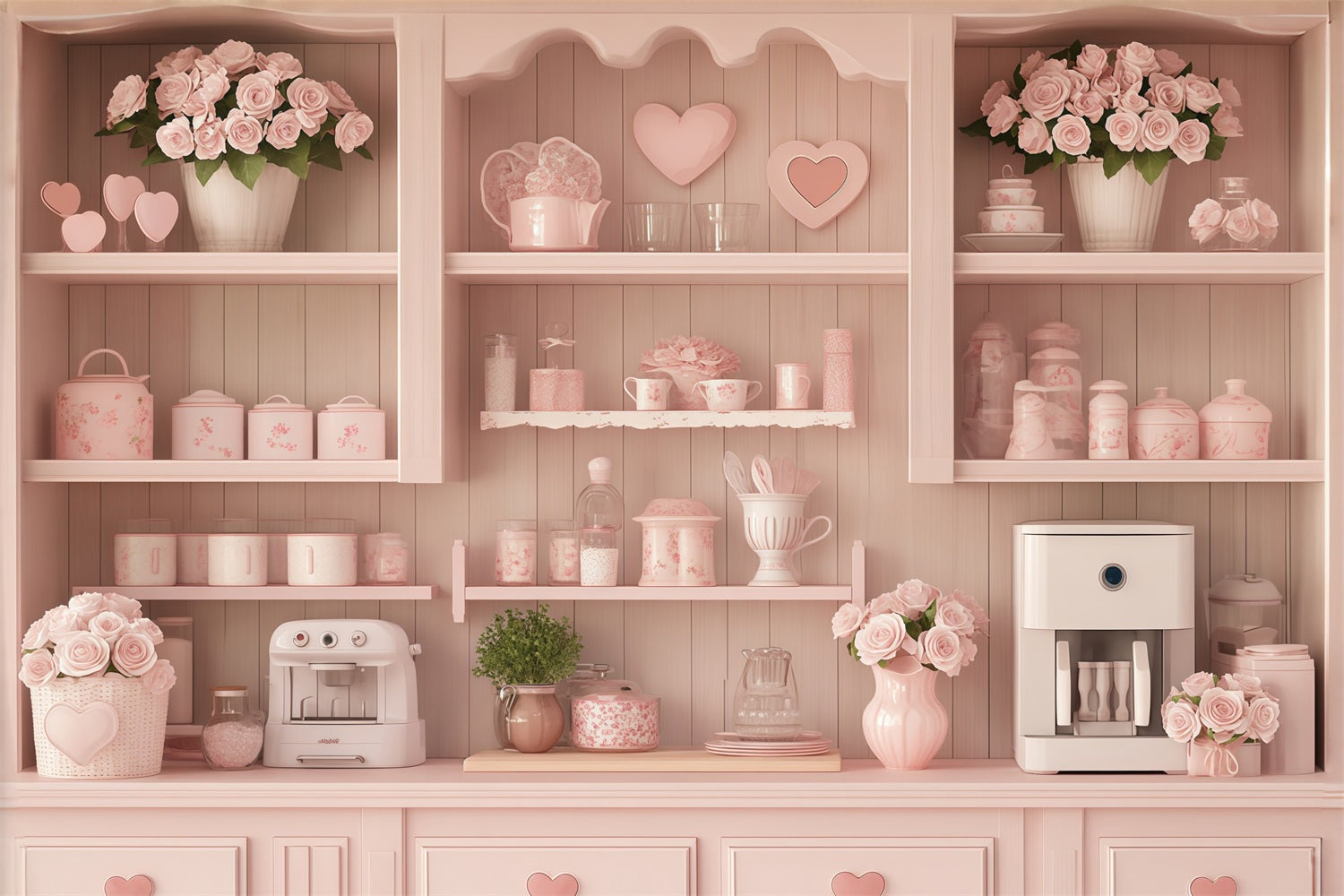 Fond pour la Saint-Valentin Cœur pastel Cuisine confortable Fond photo pour la Saint-Valentin MRR11-106
