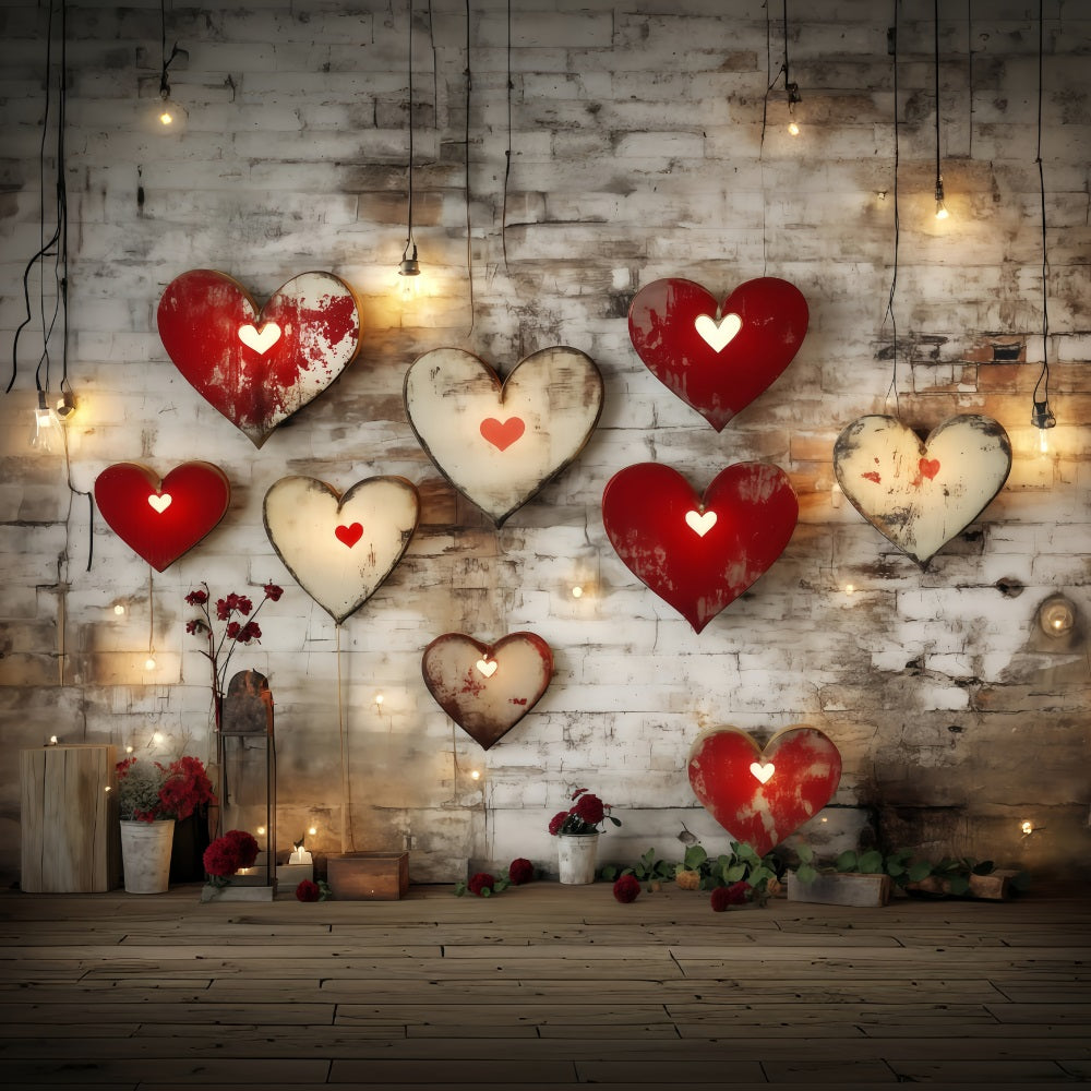 Fond pour la Saint-Valentin Cœurs Fond rustique en métal Cœur mural Fonds pour la Saint-Valentin MRR11-108