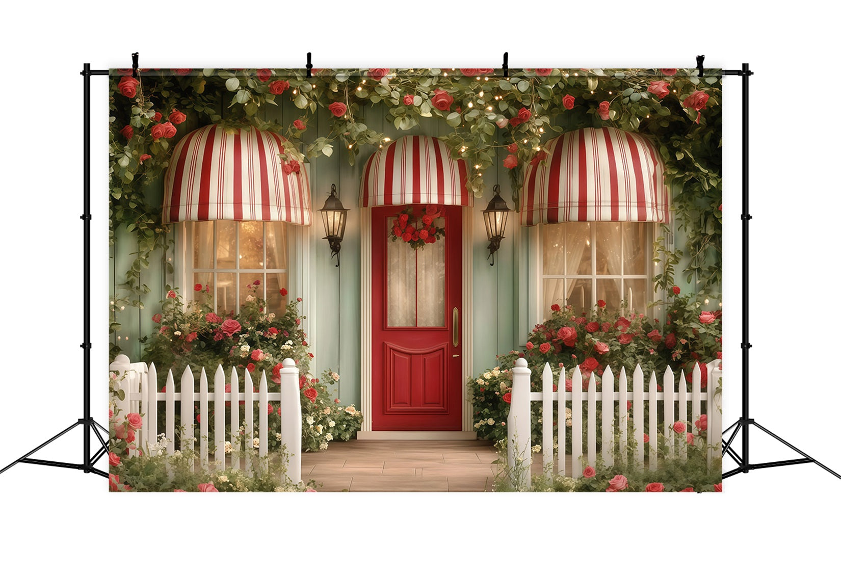 Fonds photo pour la Saint-Valentin Maison avec jardin fleuri Fond pour la Saint-Valentin MRR11-116