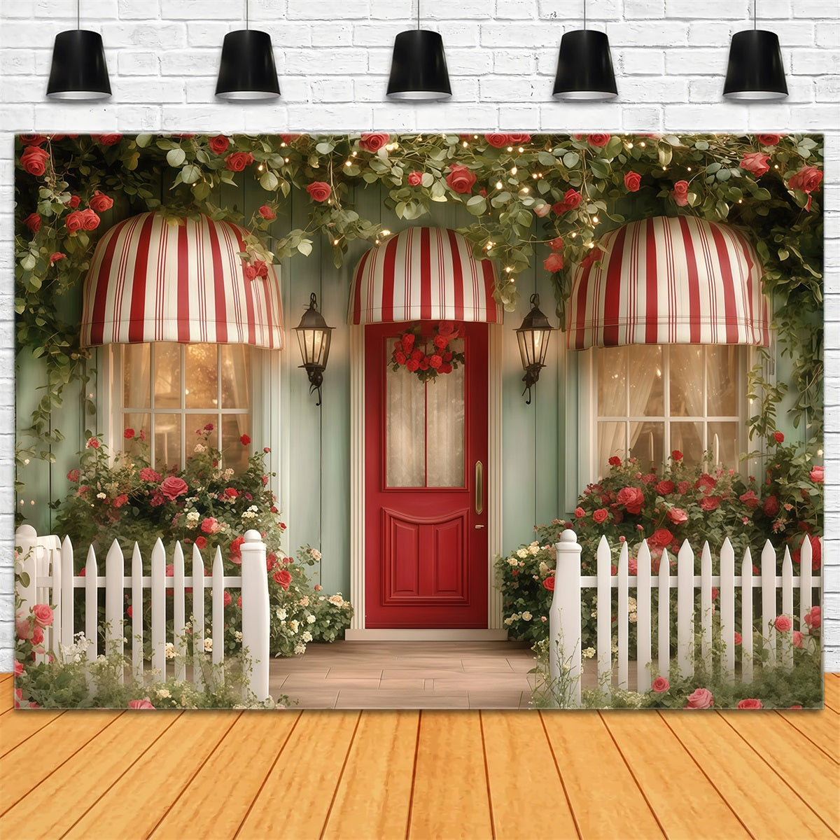 Fonds photo pour la Saint-Valentin Maison avec jardin fleuri Fond pour la Saint-Valentin MRR11-116