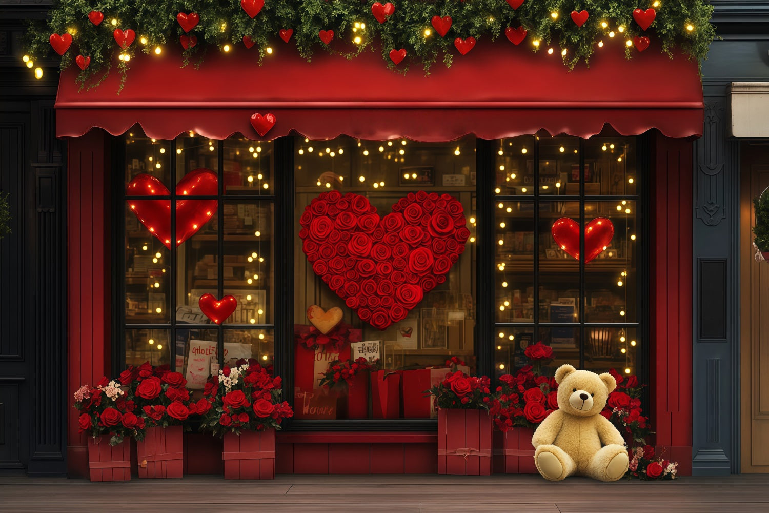 Fond pour la Saint-Valentin Boutique de cadeaux Fond pour la Saint-Valentin avec roses rouges MRR11-120