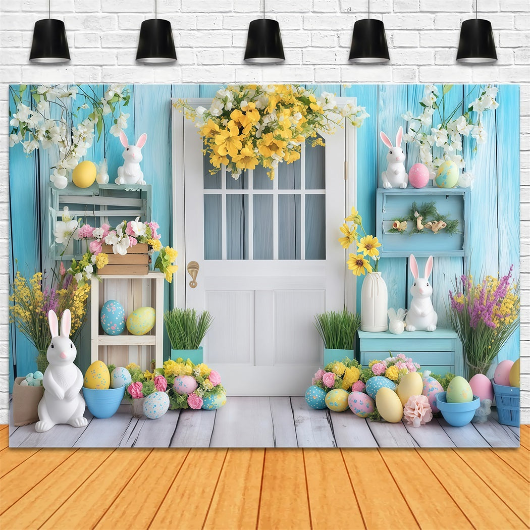 Fonds photographiques de Pâques Porte vintage Fond floral pour œufs de Pâques MRR11-90