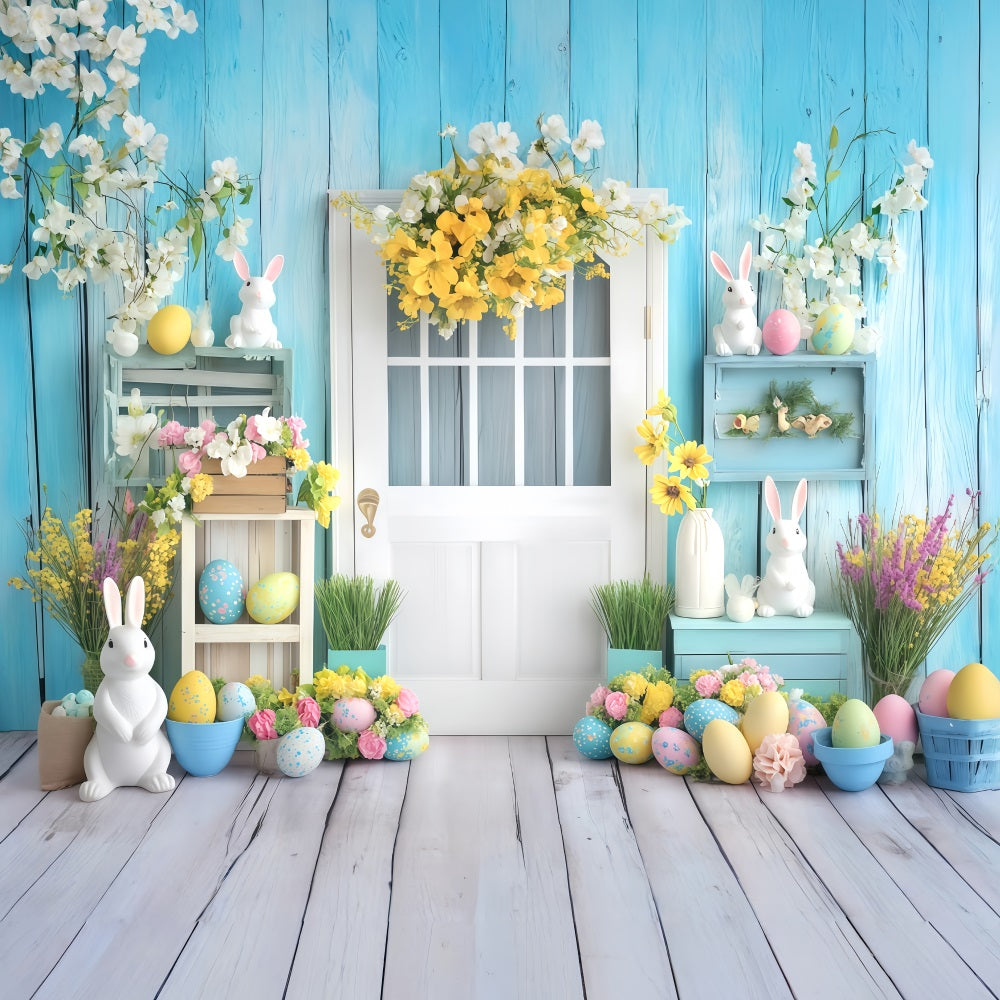 Fonds photographiques de Pâques Porte vintage Fond floral pour œufs de Pâques MRR11-90