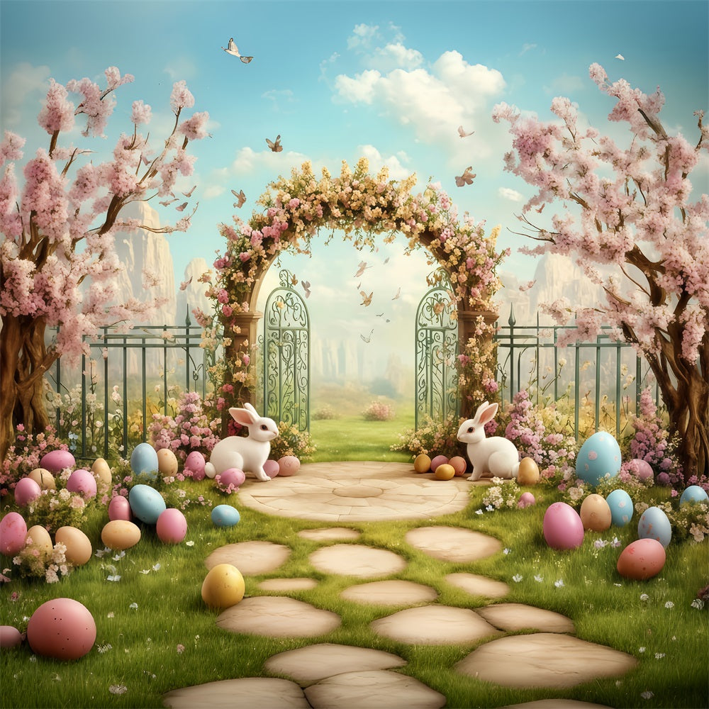 Idées de fonds photo de Pâques Entrée lapin floral menthe Fond de Pâques MRR11-93