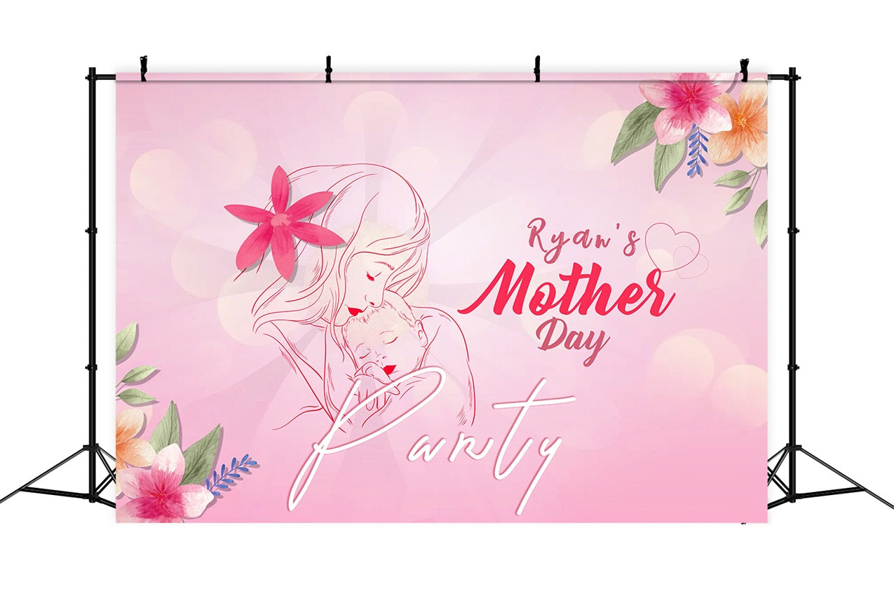 Toile de fond Fête des Mères Illustration Mère Bébé Personnalisée MRR3-35