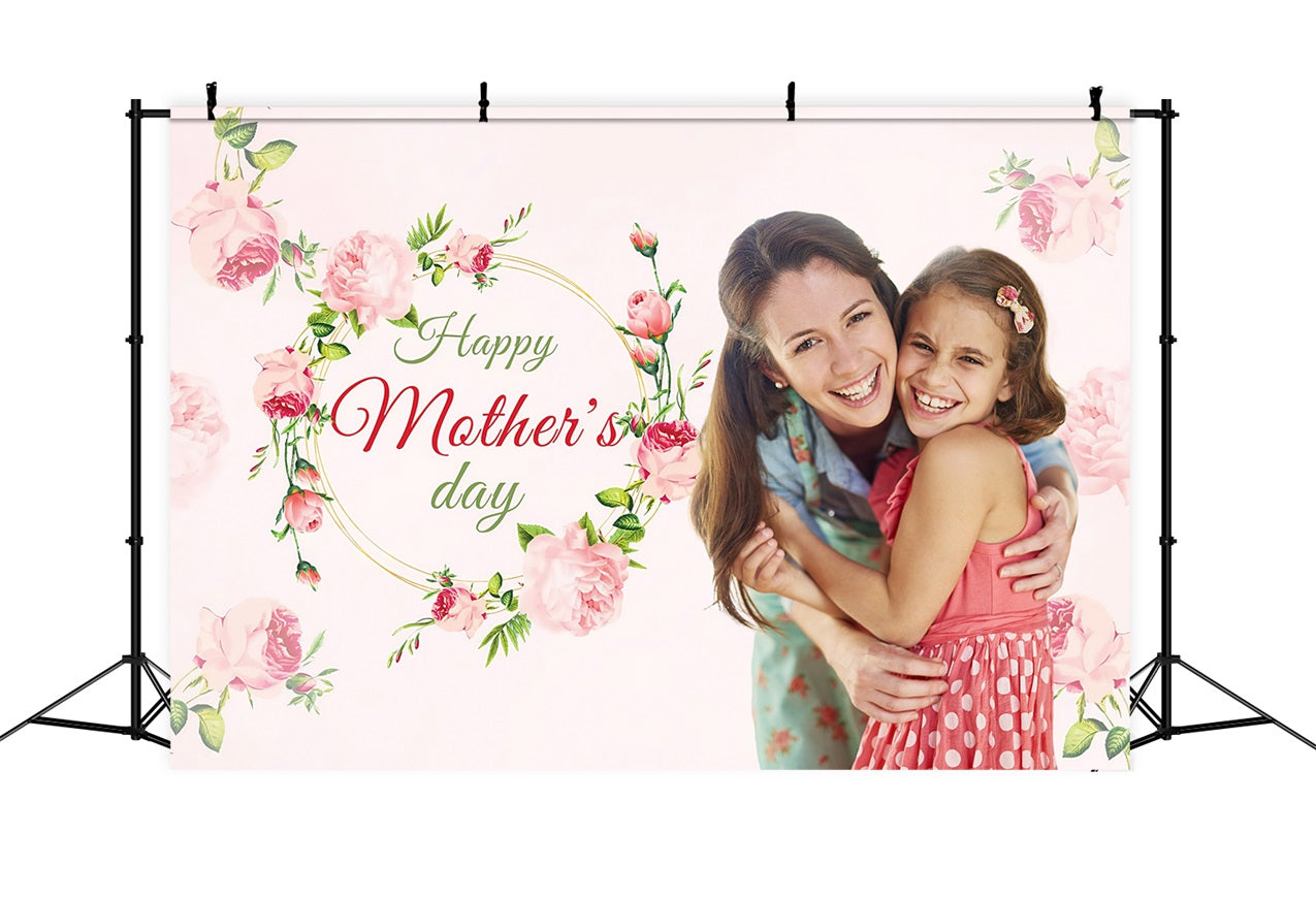 Toile de fond Fête des Mères Étreinte Bienheureuse Florale Personnalisée MRR3-63