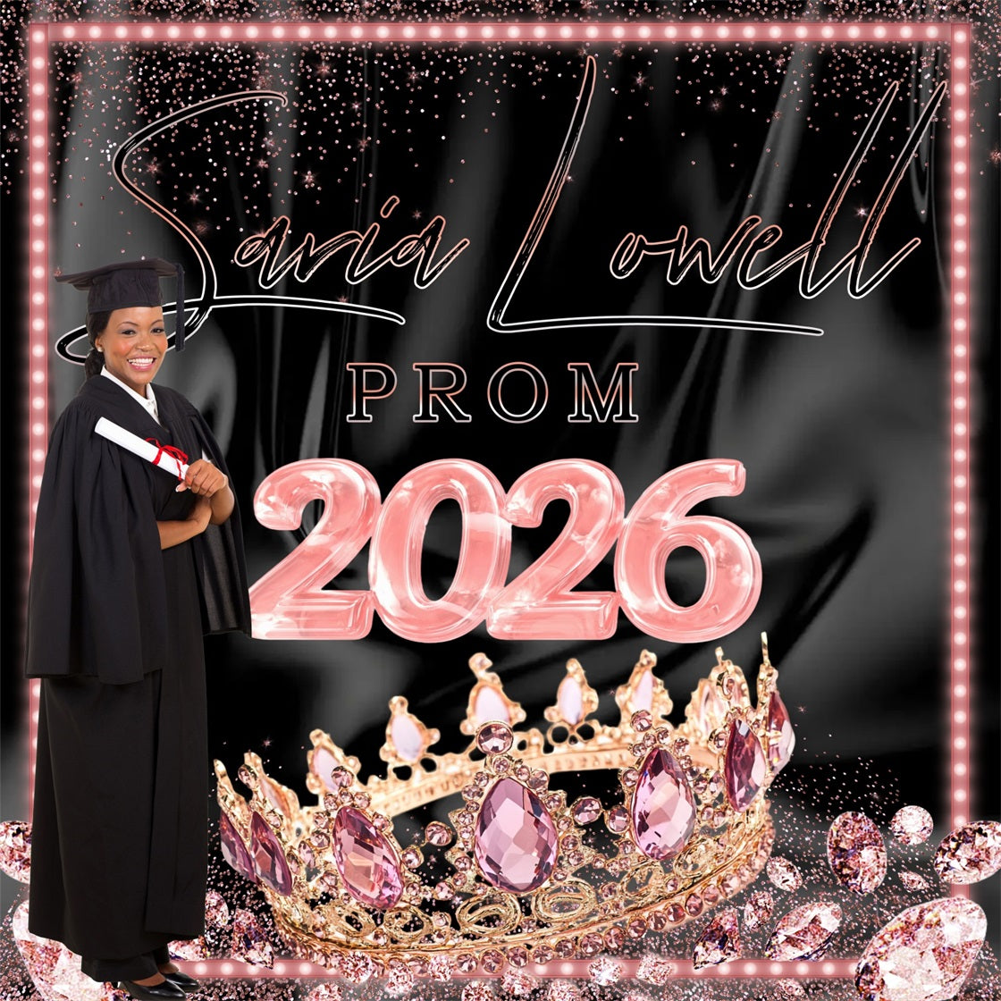Toile de Fond Photo de Bal Couronne Rose Personnalisée MRR5-1