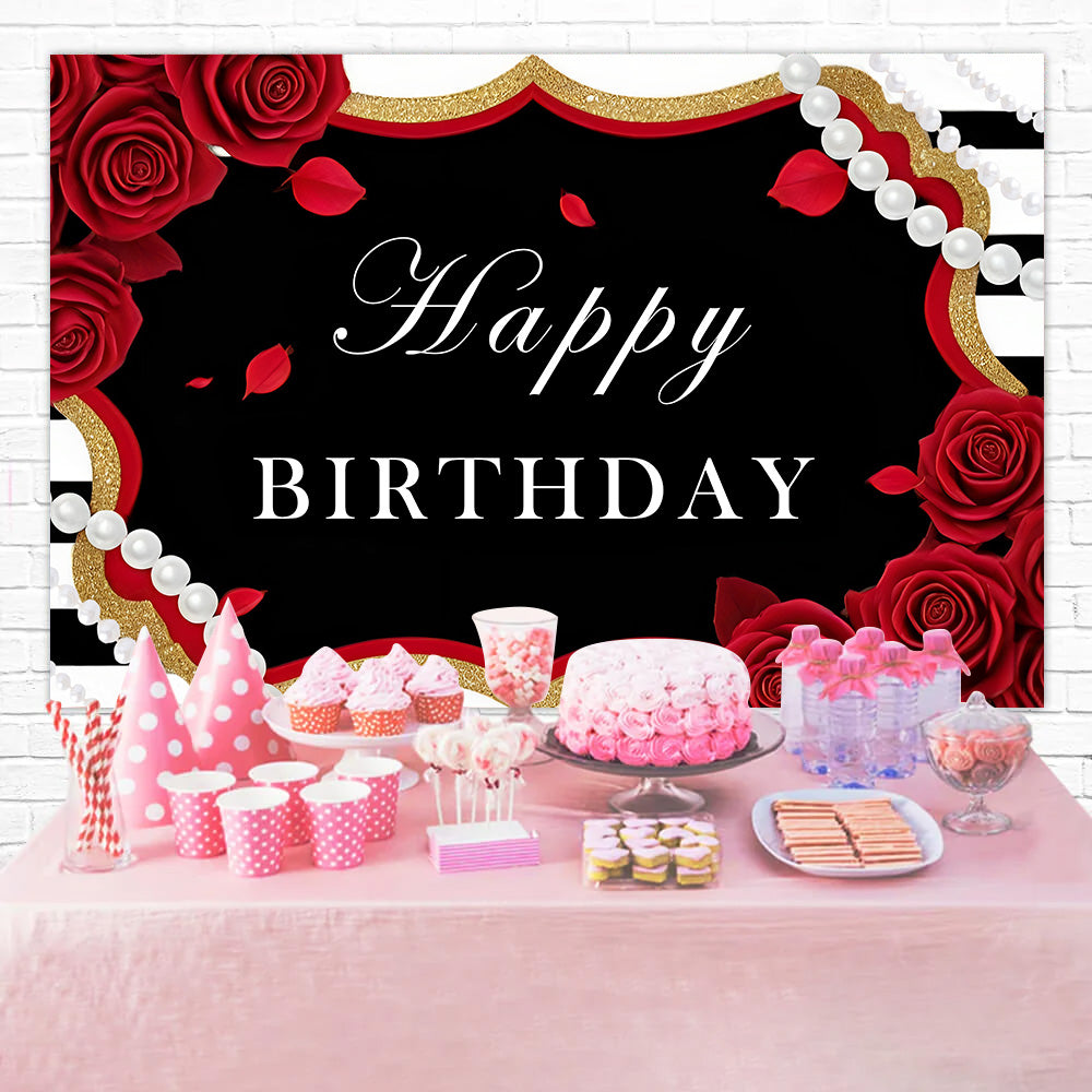 Fond Anniversaire Personnalisé Romantique Perle et Pétales de Roses RR1-1