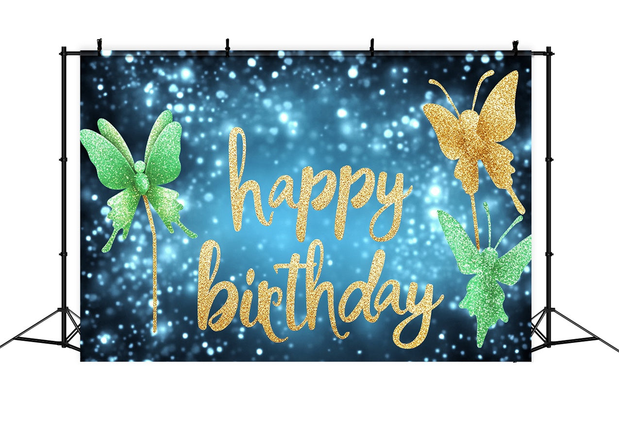 Fond Anniversaire Personnalisé Papillons et Étoiles Étincelants RR1-21