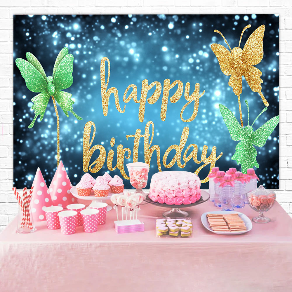 Fond Anniversaire Personnalisé Papillons et Étoiles Étincelants RR1-21