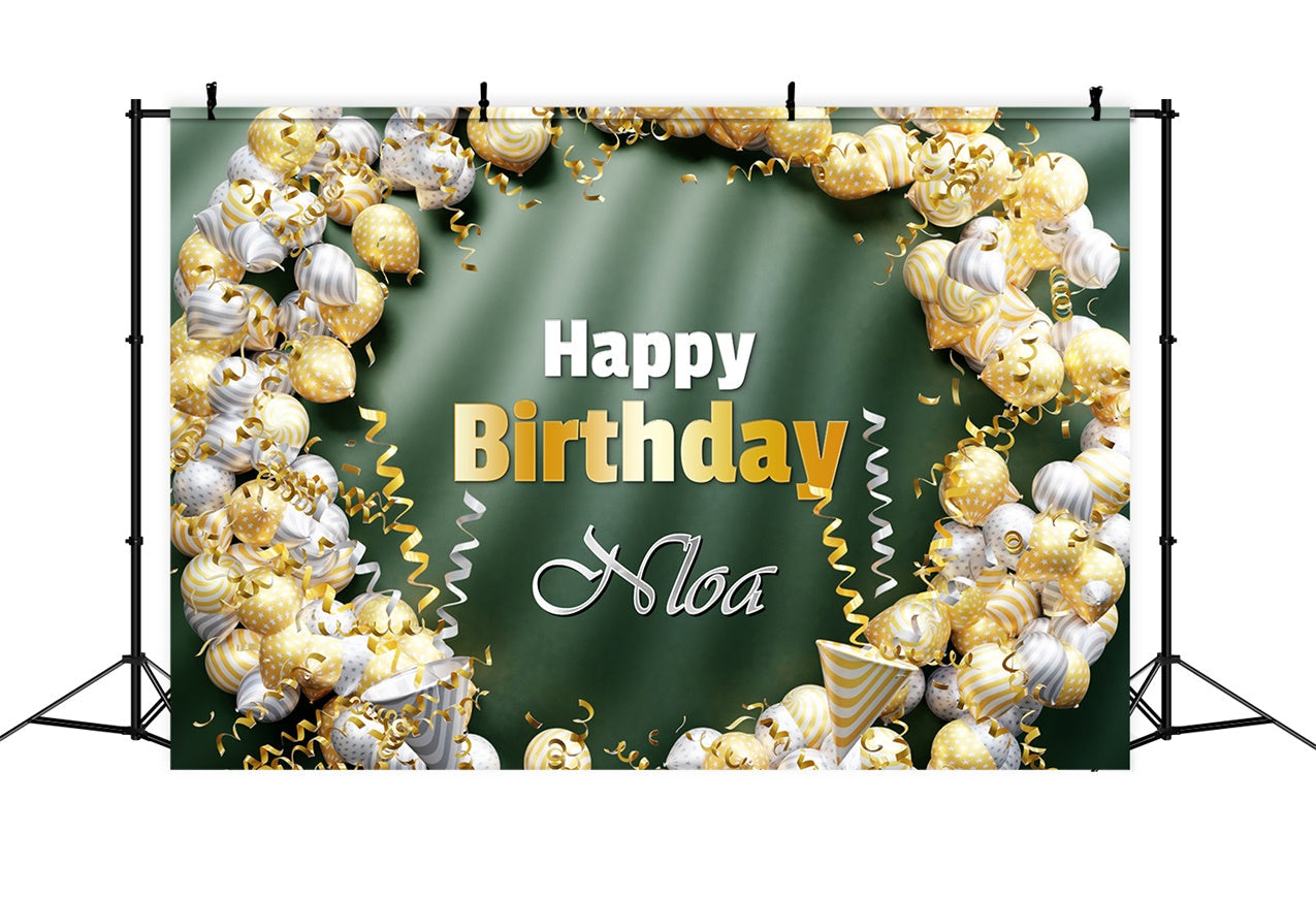 Fond Anniversaire Personnalisée Guirlande Élégante Dorée Ballons RR1-62
