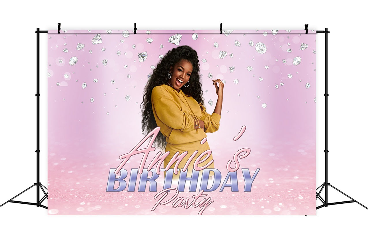 Fond Anniversaire Personnalisée Diamant Étincelant Rose RR1-74
