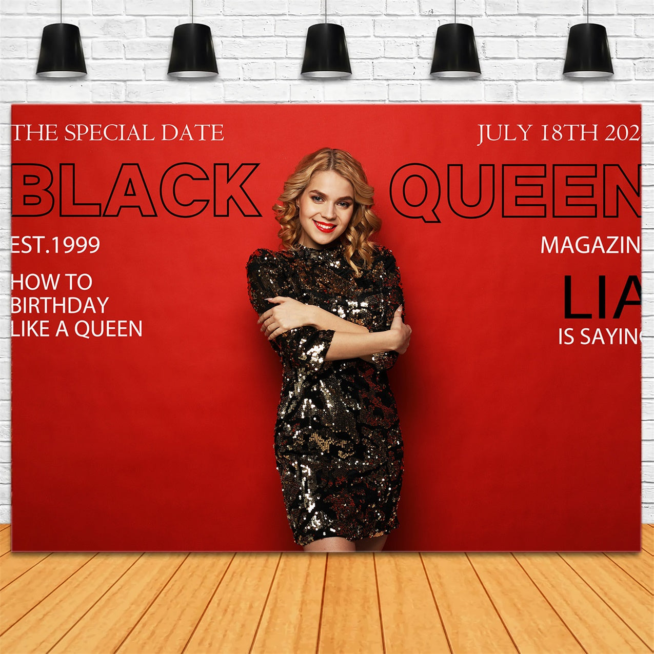 Toile de fond Anniversaire Personnalisée Mode Reine Noire Rouge RR12-19