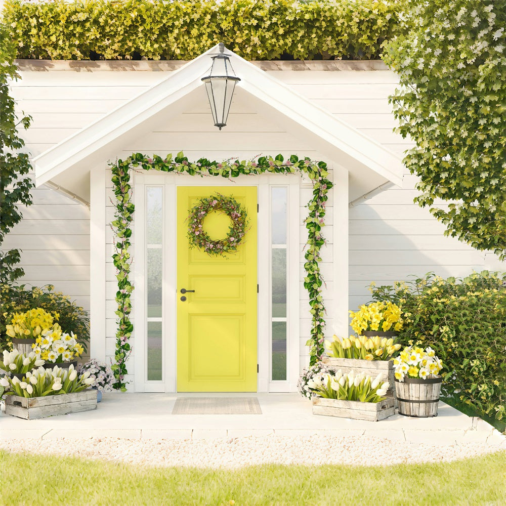 Maison Blanche Tulipe Thème frais Toile de fond RR3-28