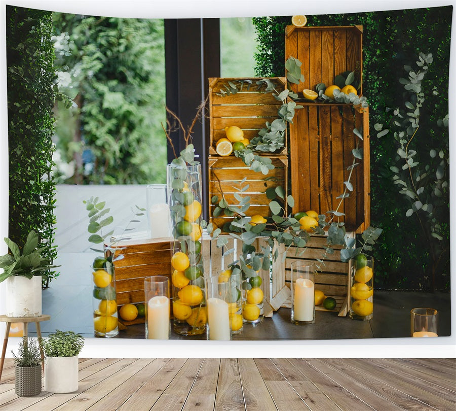 Toile de fond estivale de verdure citronnée RR3-31