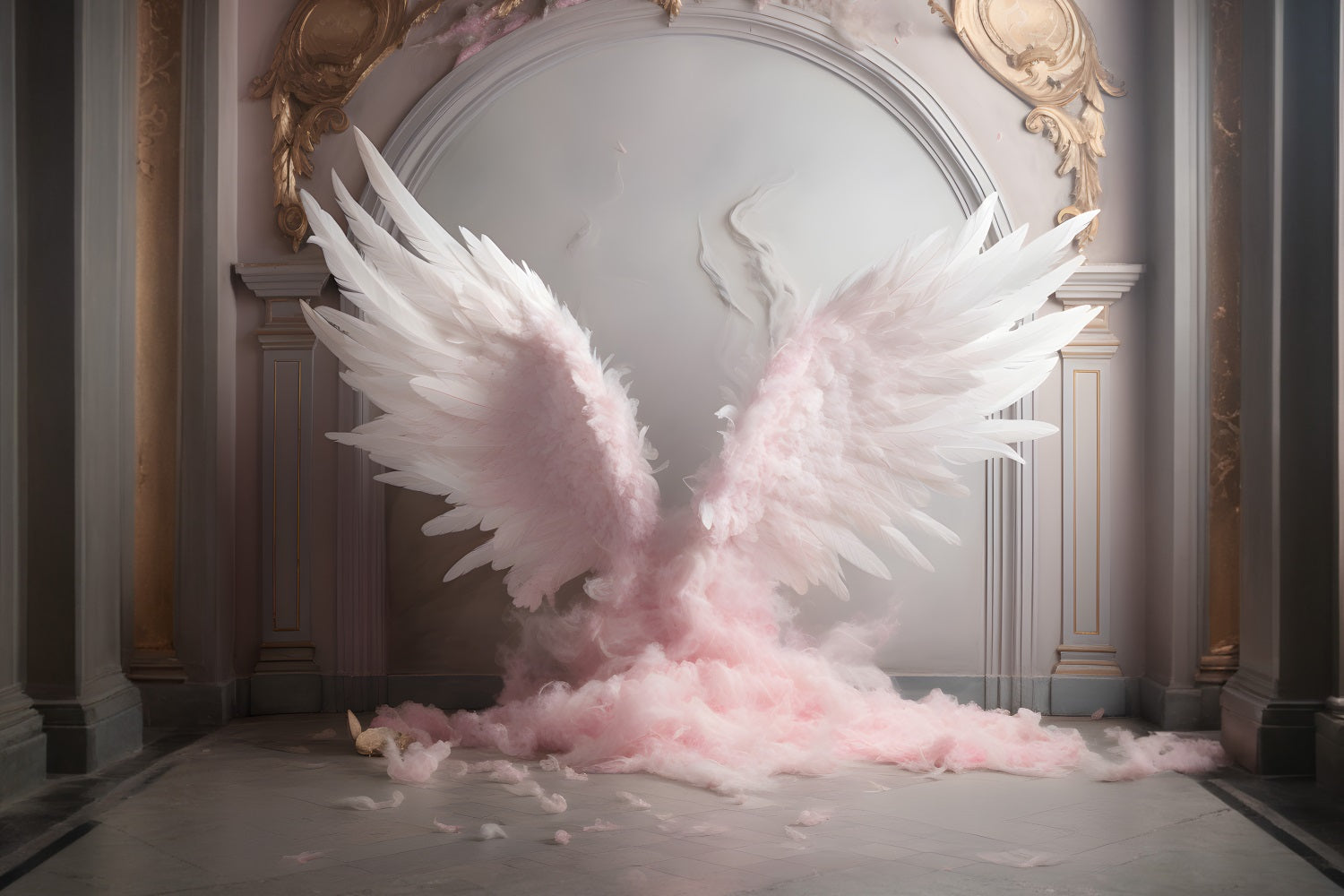 Esthero Toile de fond Palais Sacré Ailes d'Ange Rose RR4-17