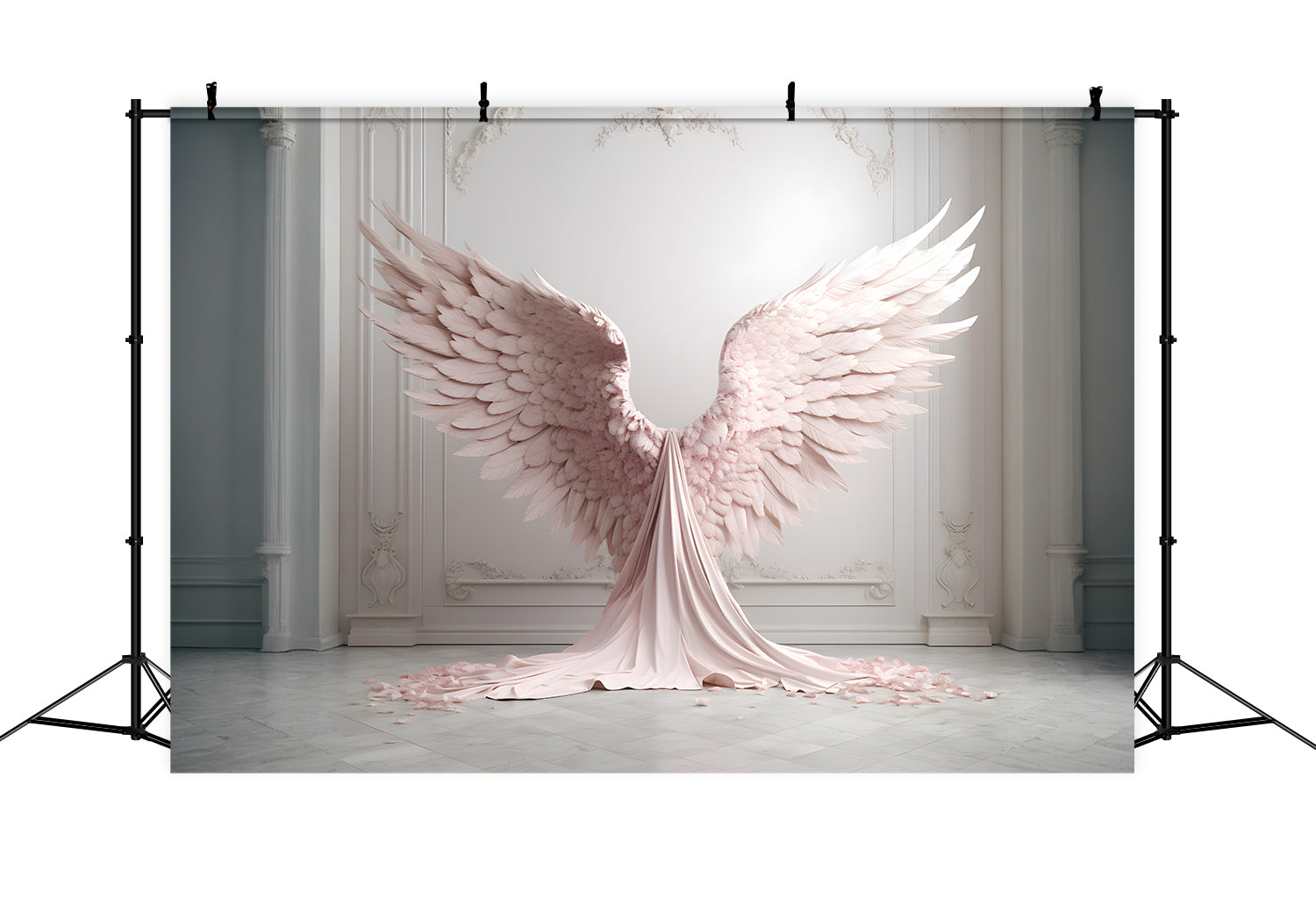 Esthero Toile de fond Blanc Vintage Mur Rose Ailes d'Ange Elégantes RR4-18