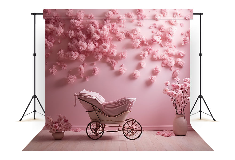 Esthero Toile de fond pour chariot avec embellissement rose RR4-34