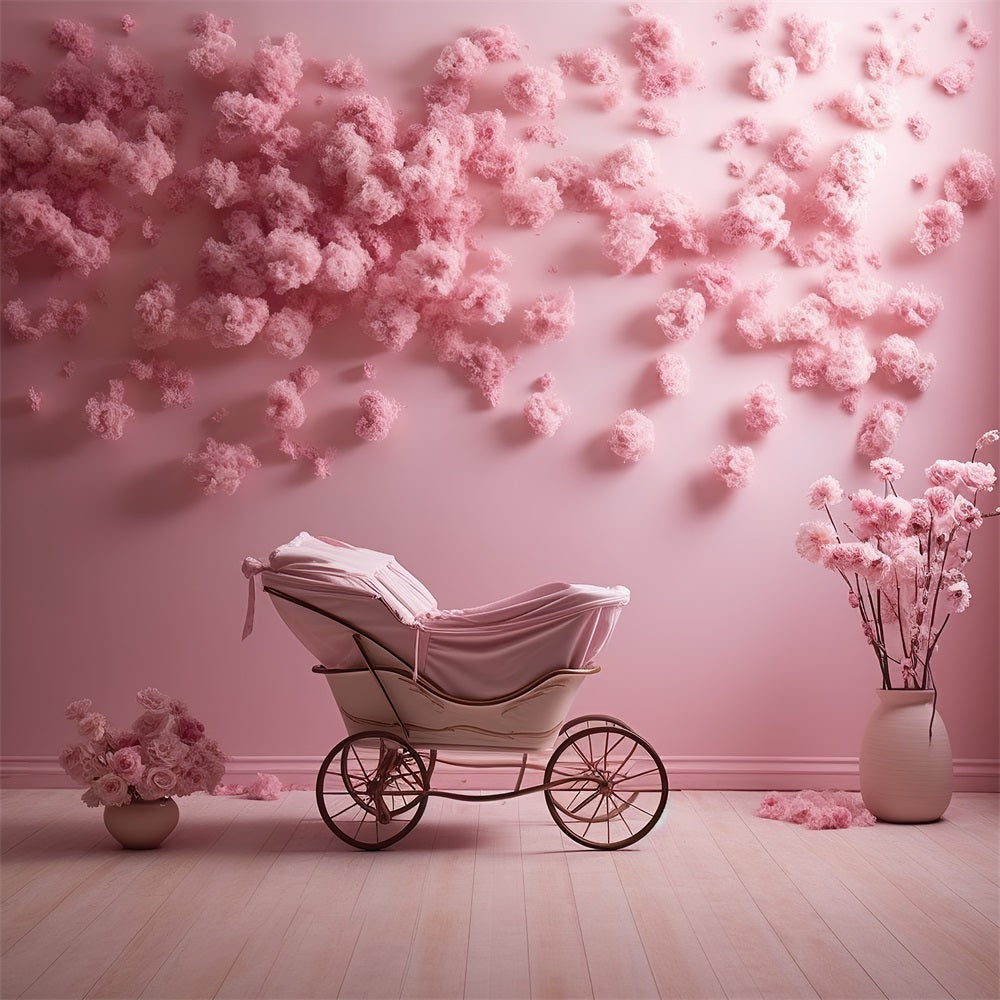 Esthero Toile de fond pour chariot avec embellissement rose RR4-34
