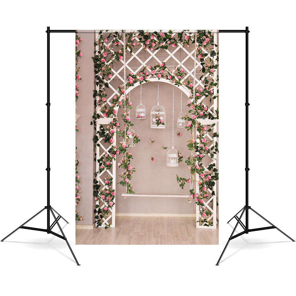 Esthero Toile de fond de cage à oiseaux sacrée avec fleur de vigne RR4-40