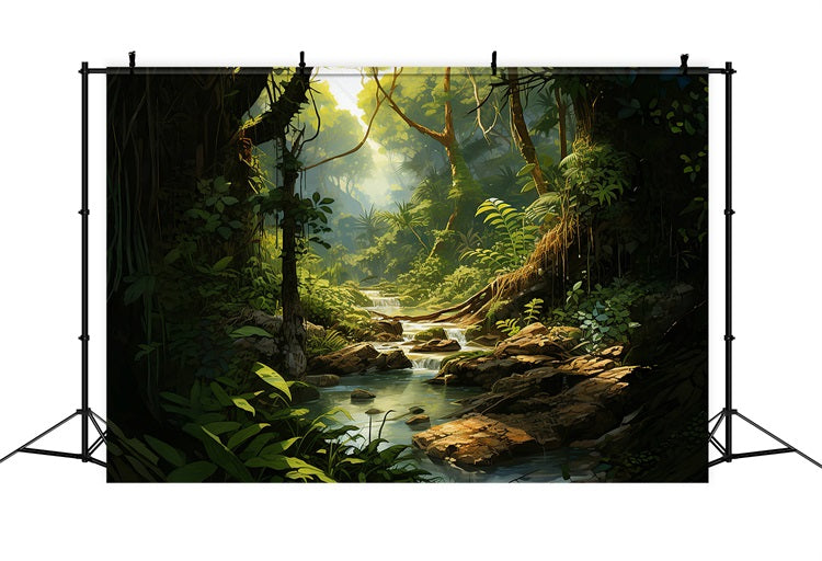 Esthero Toile de fond Forêt Mystique Ruisseau Clair Aventure RR4-44