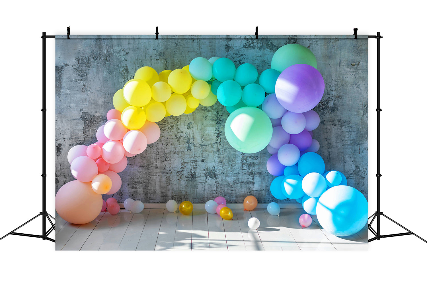 Toile de Fond Mur de Briques Abstrait avec Ballons Colorés RR5-30