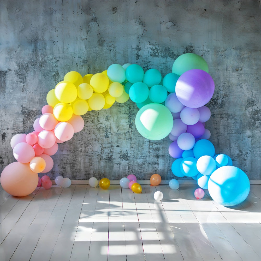 Toile de Fond Mur de Briques Abstrait avec Ballons Colorés RR5-30
