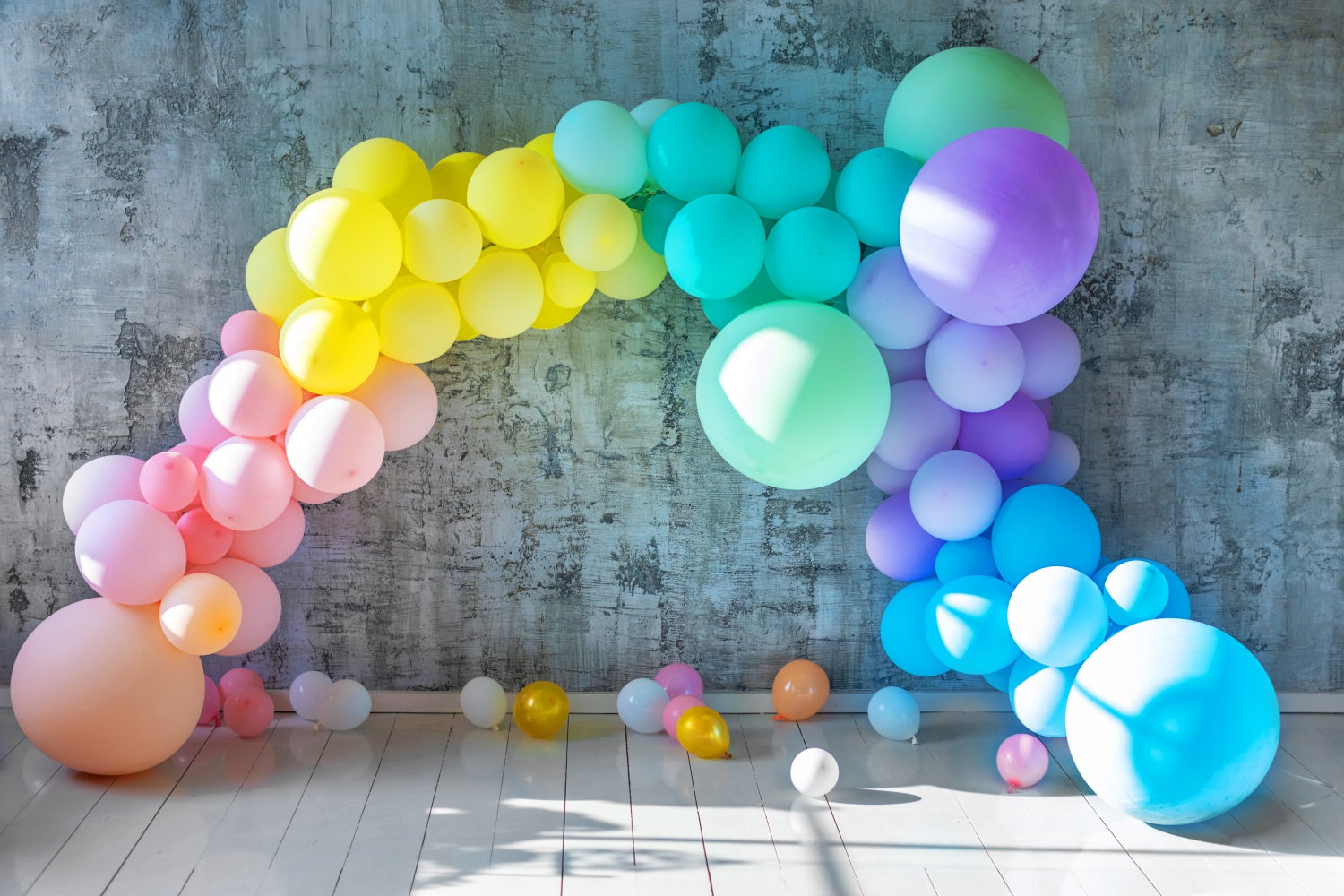 Toile de Fond Mur de Briques Abstrait avec Ballons Colorés RR5-30