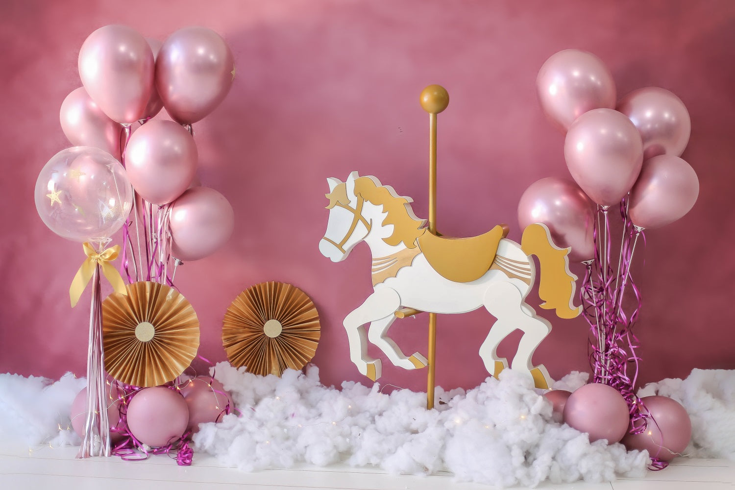 Toile de Fond Décoration de Fête pour Enfants avec Ballons Roses RR5-39