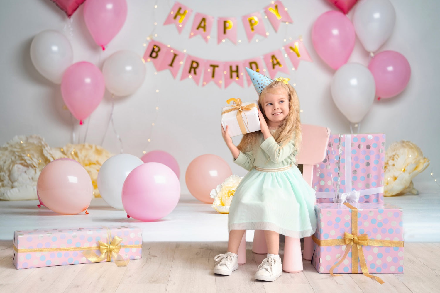 Toile de Fond Décoration avec Bannière d'Anniversaire de Bébé RR5-40