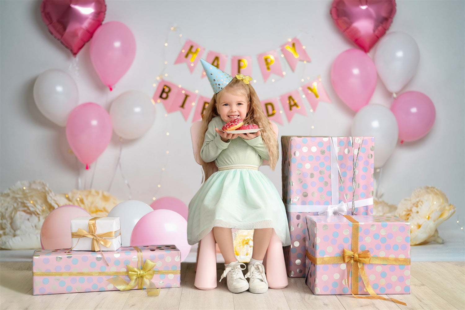 Toile de Fond Décoration avec Bannière d'Anniversaire de Bébé RR5-40