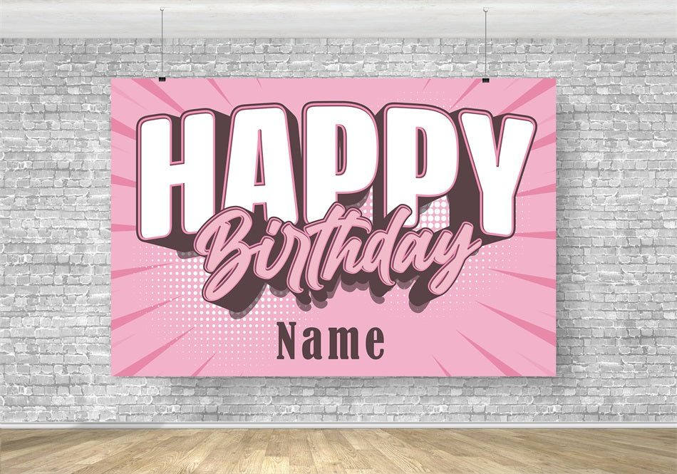 Toile de fond rose personnalisée pour fête d'anniversaire RR5-51