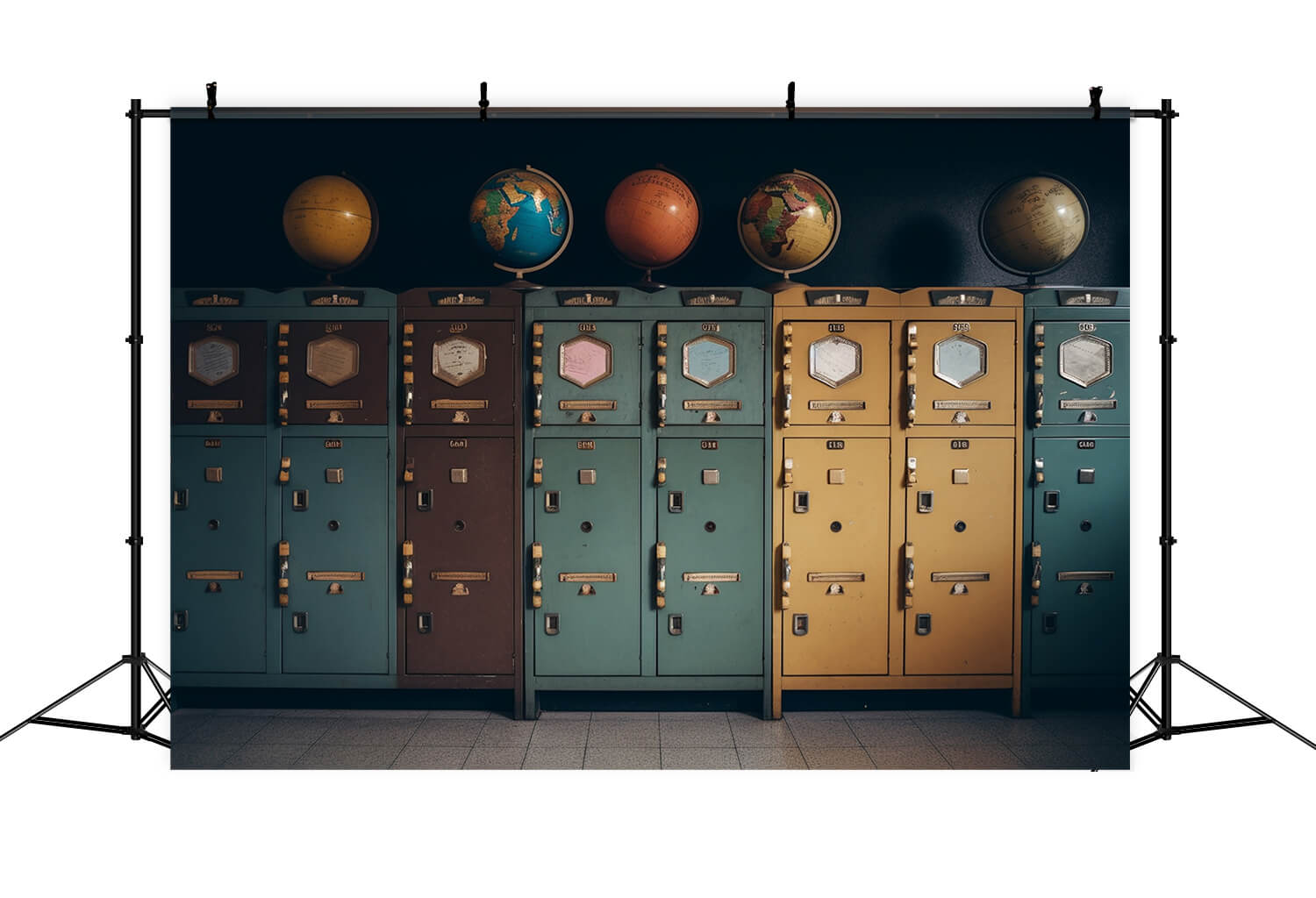 Toile de fond cabine photo globe casier scolaire RR6-36