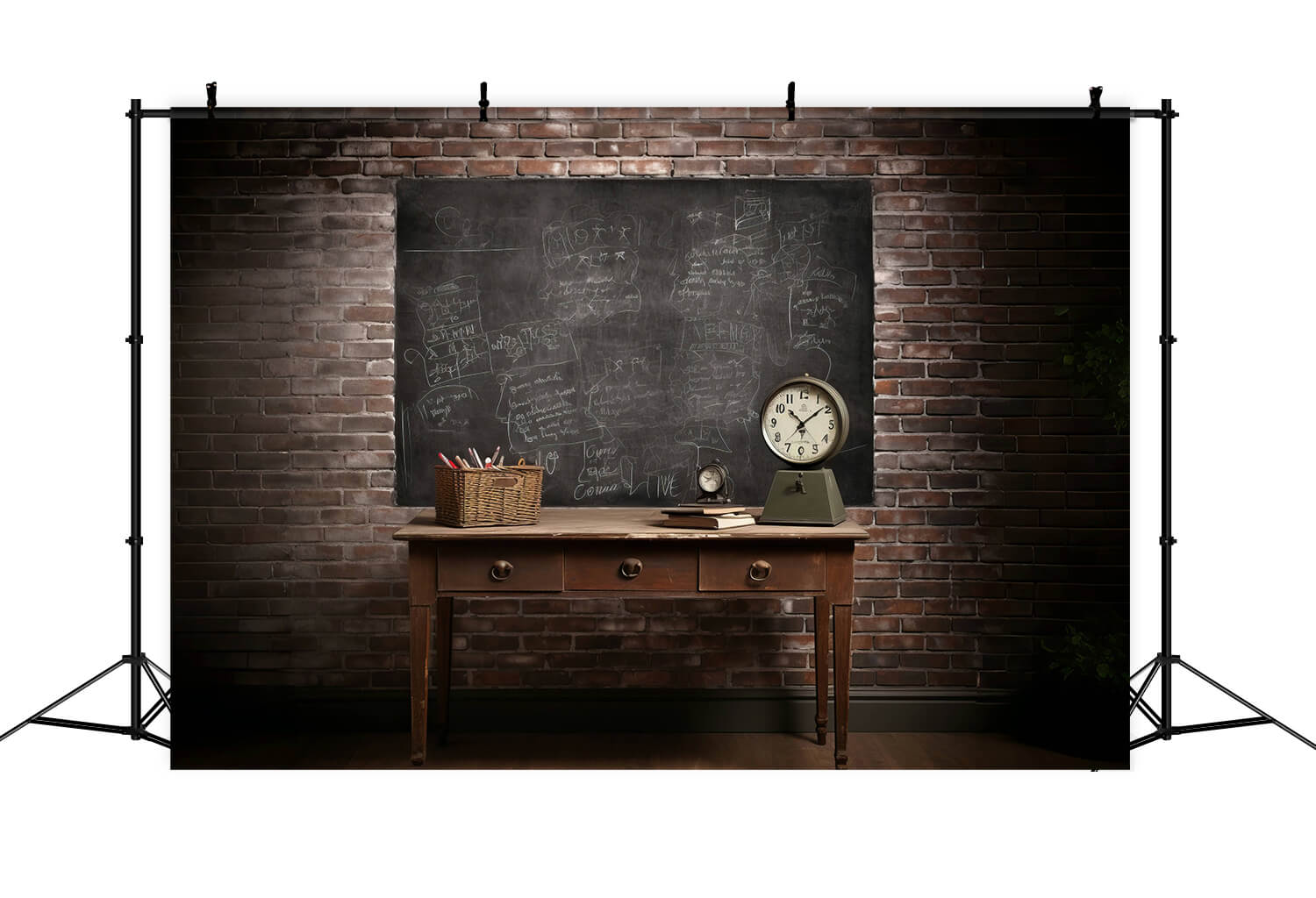Toile de fond rétro tableau noir et bureau retour à l'école RR6-41