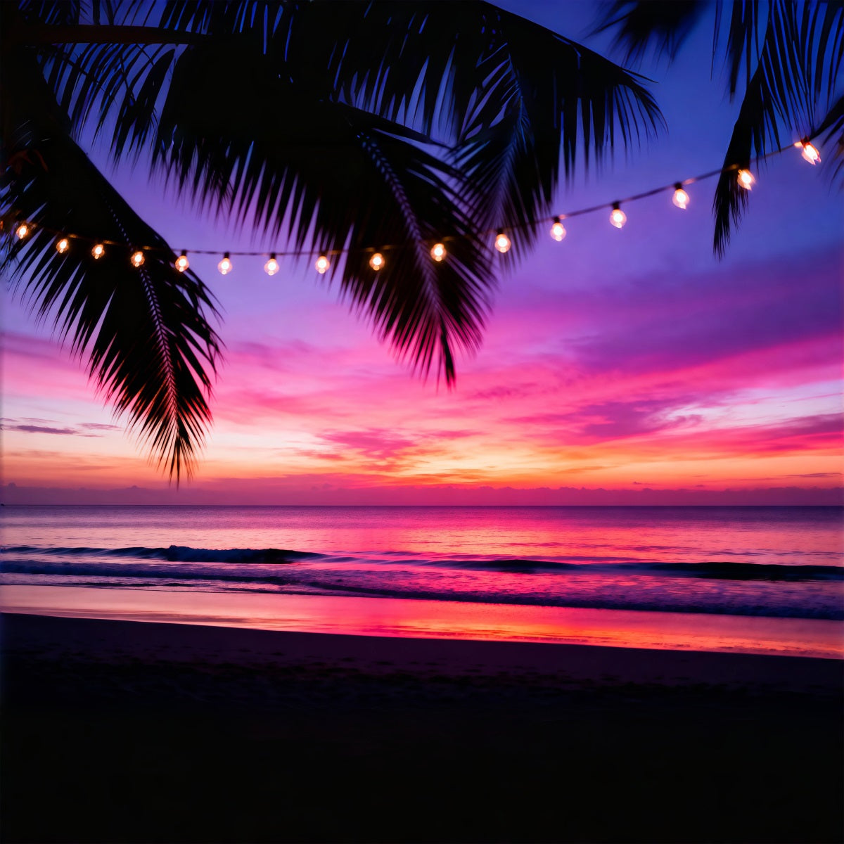 Toile de fond de Plage Lumières Coucher De Soleil Tropical RR61-22