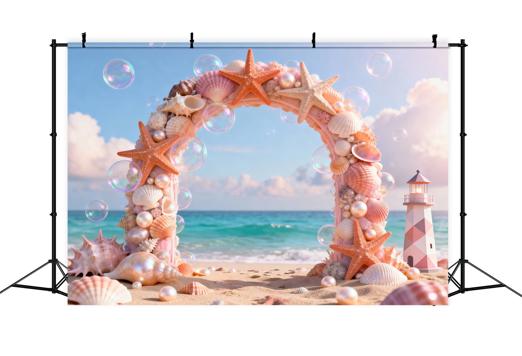 Fond Photo Plage Arche Coquillages Phare RR61-25