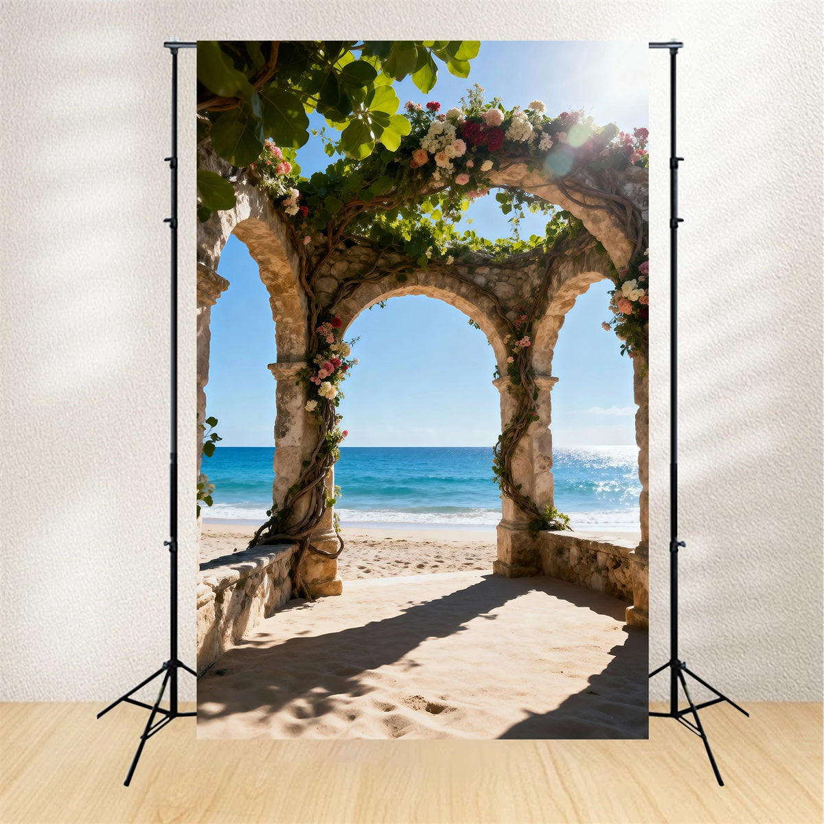 Toile de fond Mer Arche Fleurs Évasion Océan RR61-31