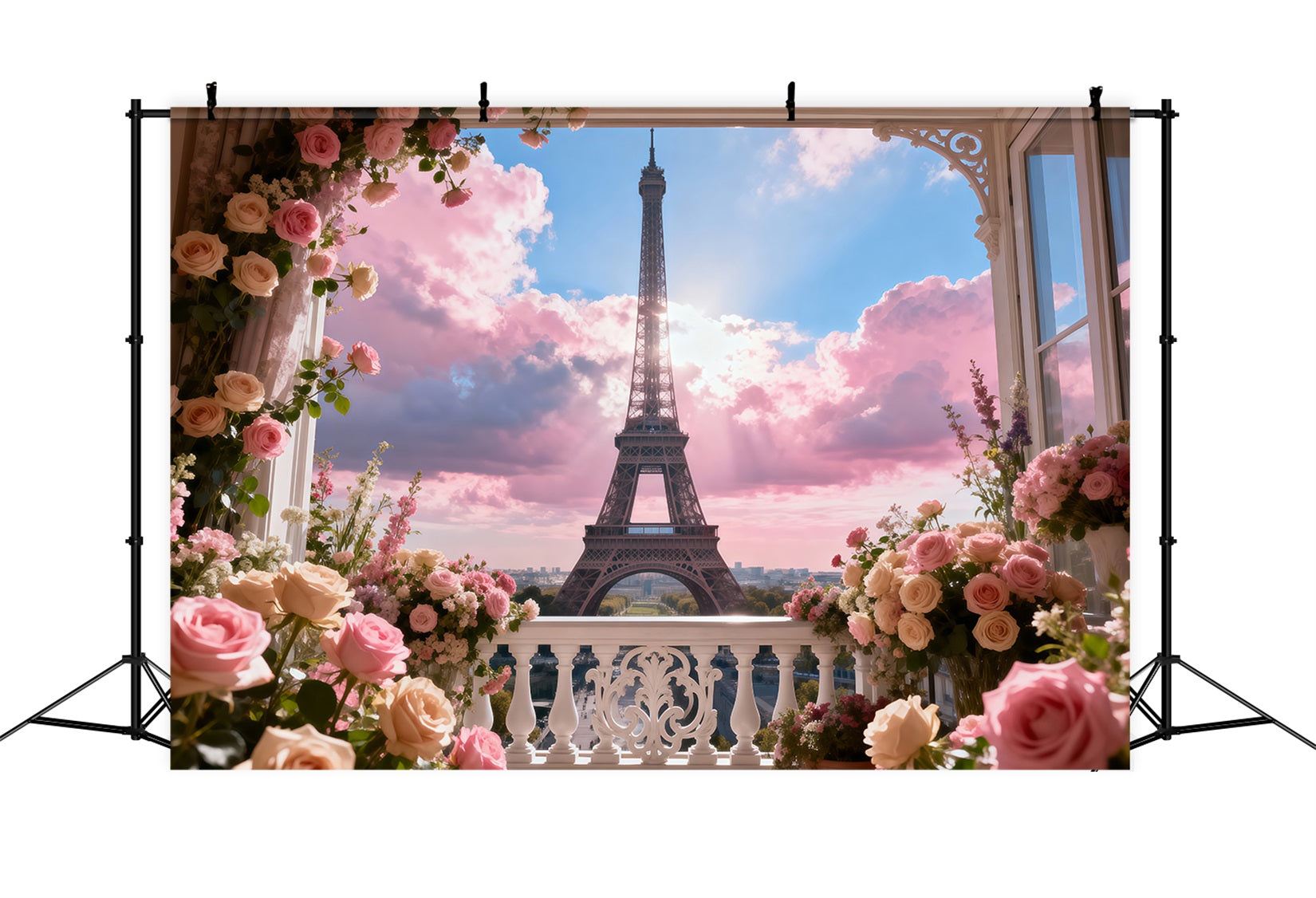 Toile de fond Paris Balcon Jardin Pastel Ciel RR61-53