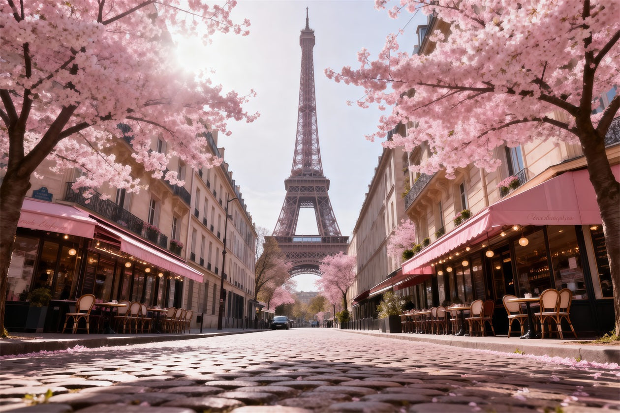 Toile de fond Paris Rue Café Fleurs Matin RR61-61