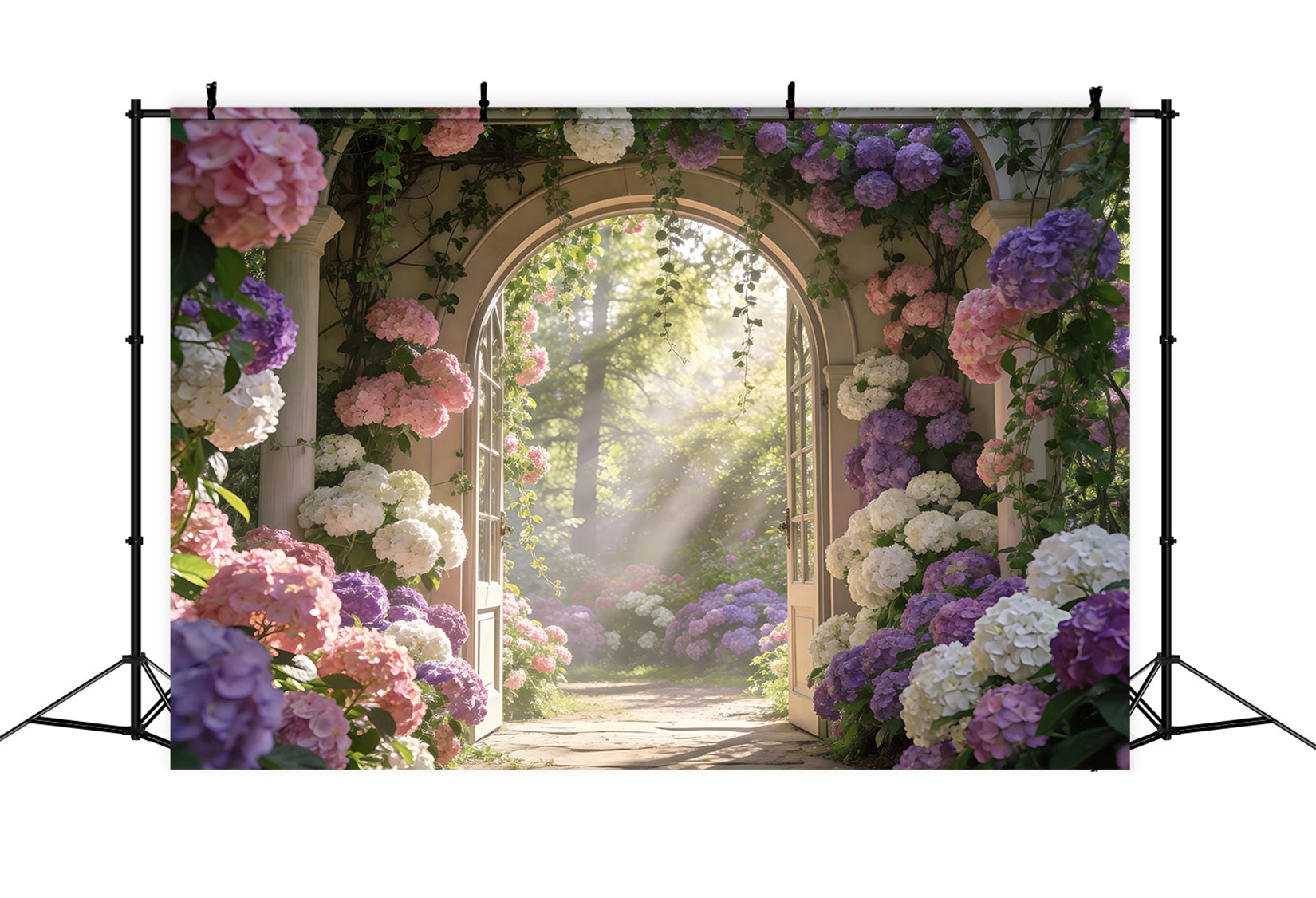 Fond Studio Jardin Printanier Porte Fleurie Cottage Rustique RR62-14